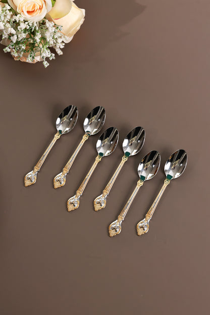 Vineyard Gold 6 Pcs Dessert Spoons (Palace Collection, 24K Gold Plated)
