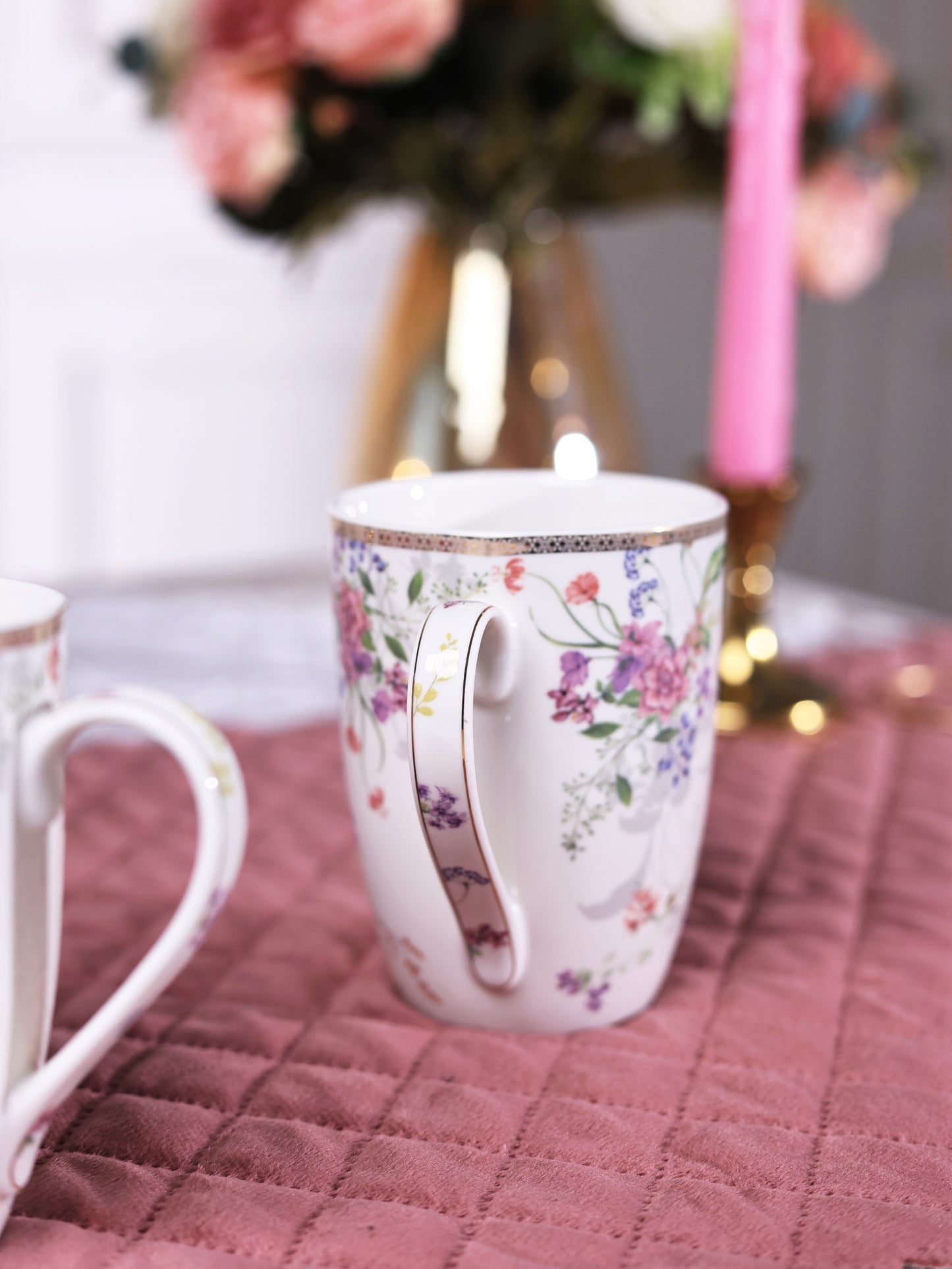 Lilac Garden Coffee Mugs (Set of 2, 300 ML)