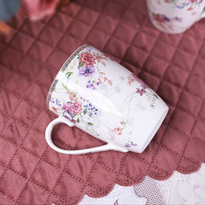 Lilac Garden Coffee Mugs (Set of 2, 300 ML)