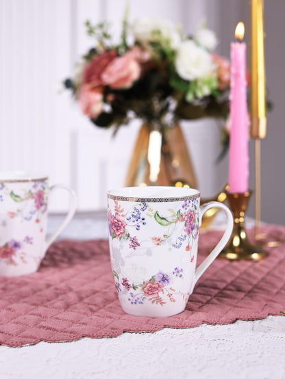 Lilac Garden Coffee Mugs (Set of 2, 300 ML)