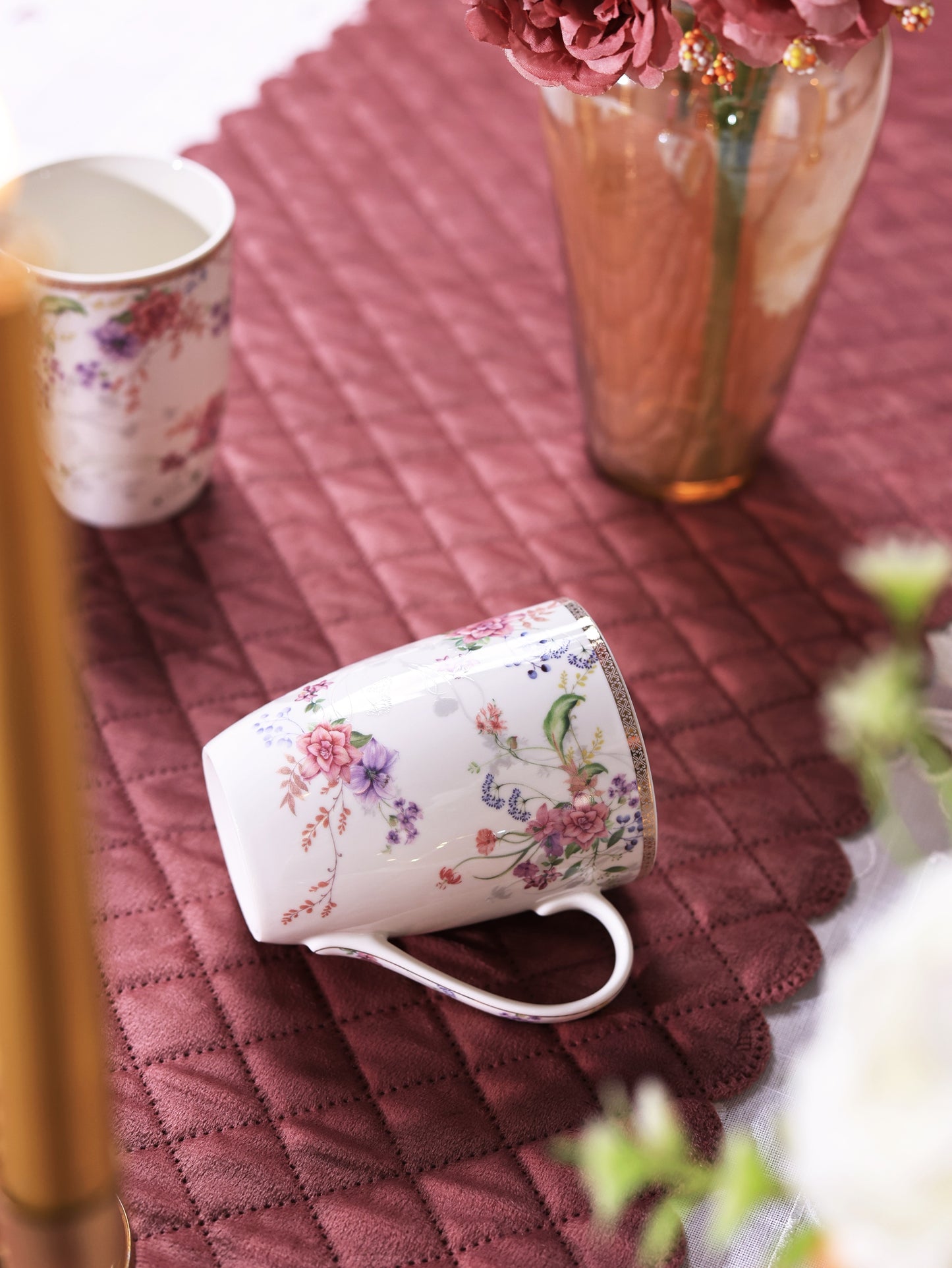 Lilac Garden Coffee Mugs (Set of 2, 300 ML)