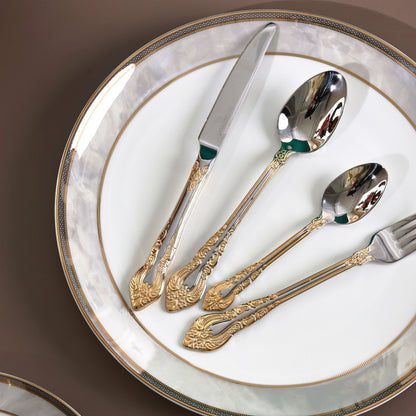 Royal Crest 24 Pcs Cutlery Set (Palace Collection, 24K Gold Plated)