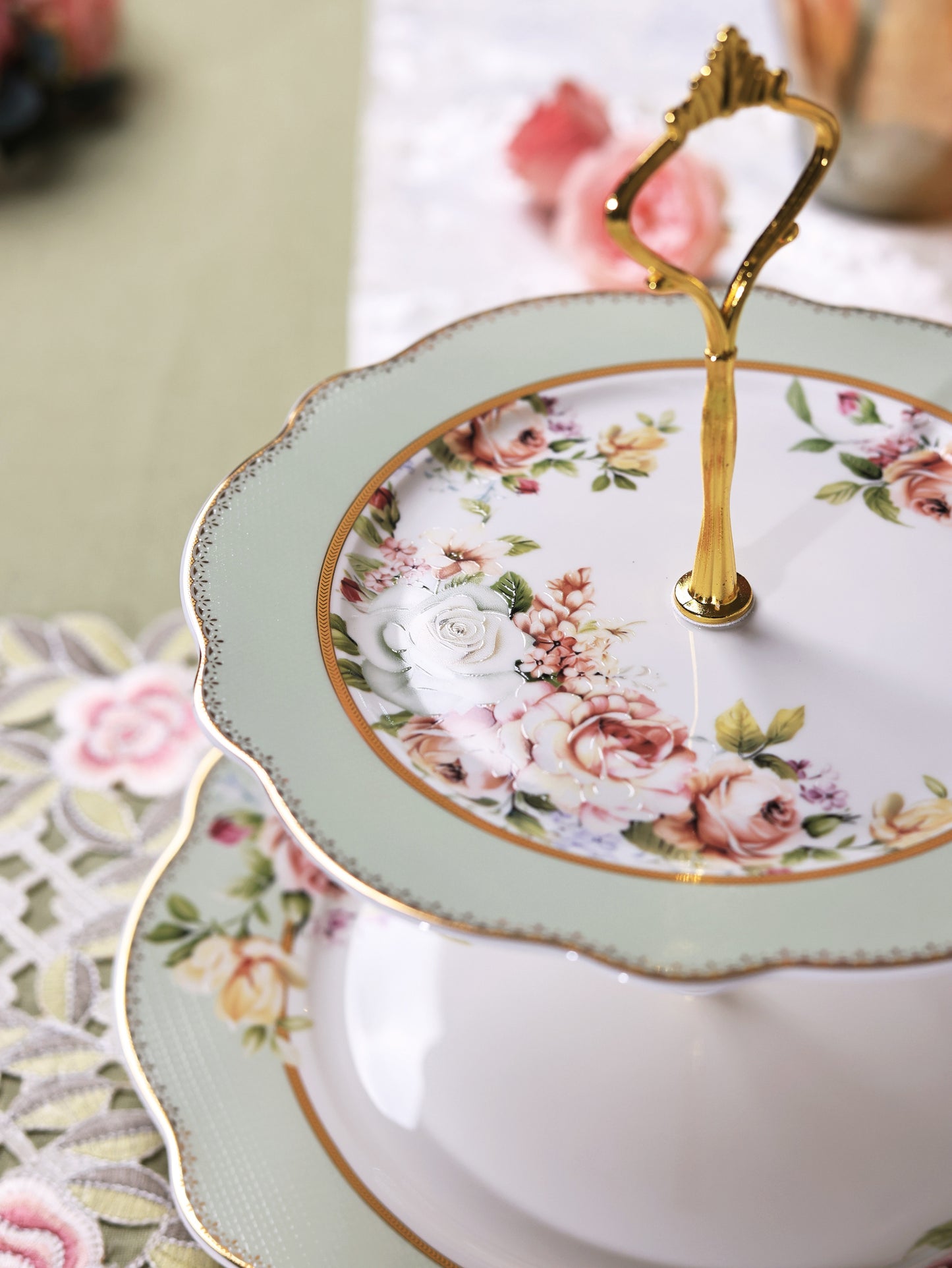 Pistachio Green Two Tier Dessert Stand