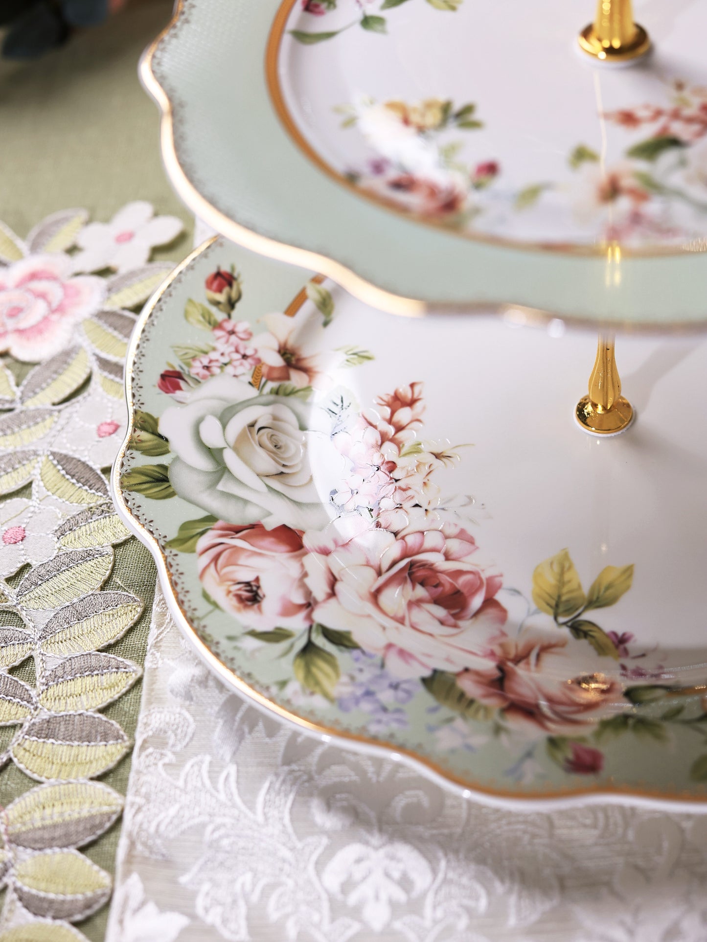 Pistachio Green Two Tier Dessert Stand