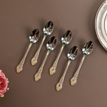 Royal Crest 6 Pcs Dinner Spoons (Palace Collection, 24K Gold Plated)