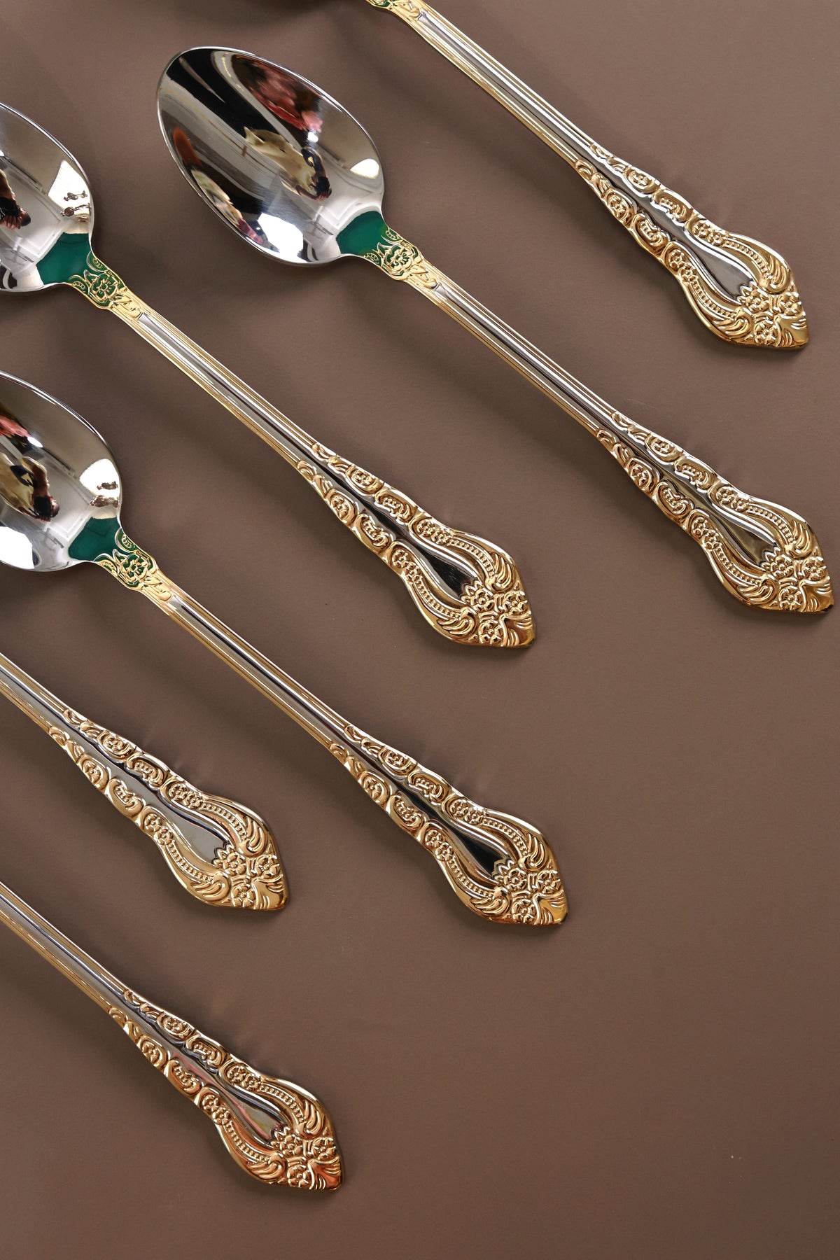 Royal Crest 6 Pcs Dinner Spoons (Palace Collection, 24K Gold Plated)
