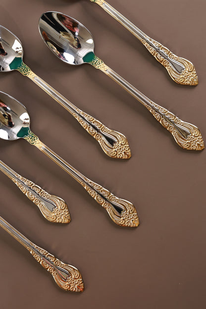 Royal Crest 6 Pcs Dinner Spoons (Palace Collection, 24K Gold Plated)