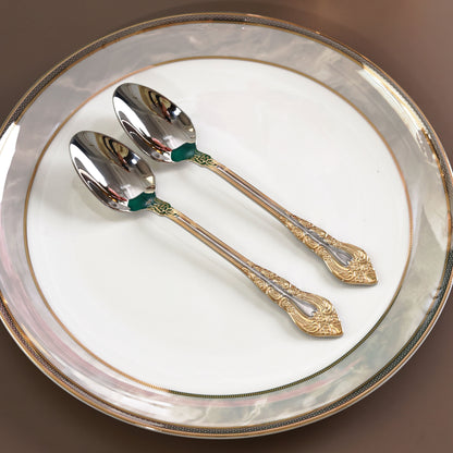 Royal Crest 6 Pcs Dessert Spoons (Palace Collection, 24K Gold Plated)