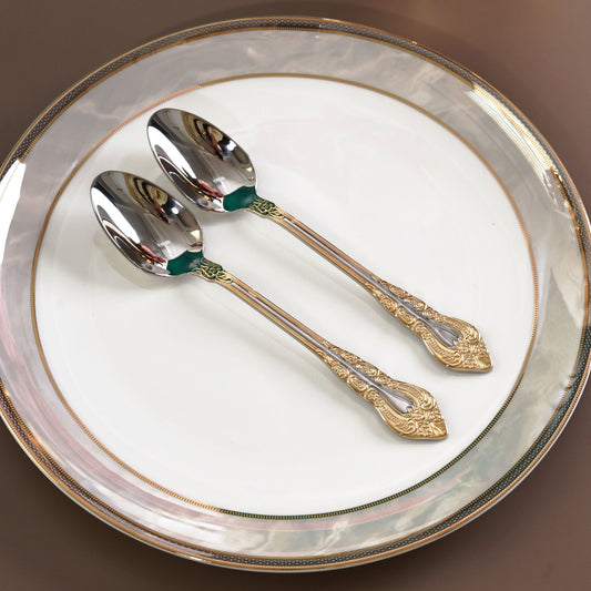 Royal Crest 6 Pcs Dessert Spoons (Palace Collection, 24K Gold Plated)