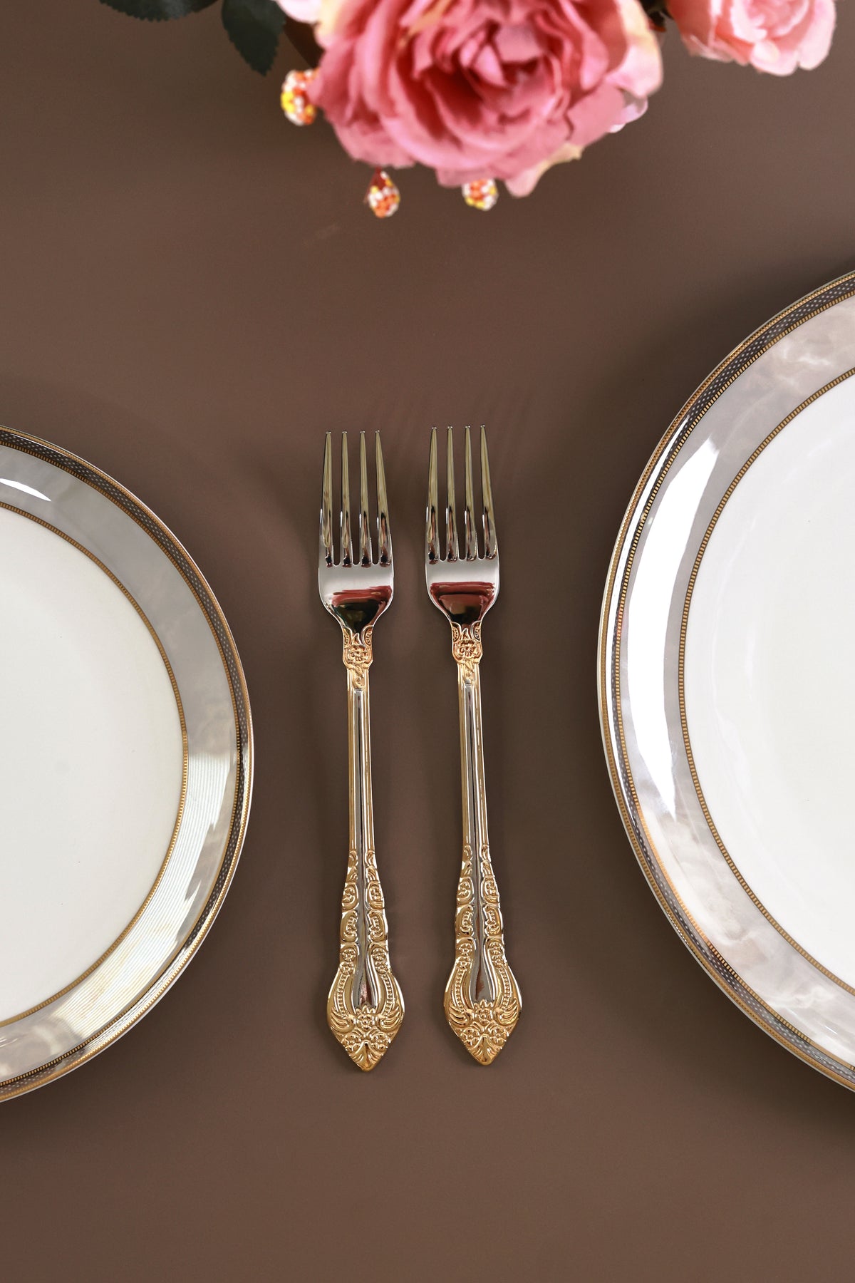 Royal Crest 6 Pcs Dinner Forks (Palace Collection, 24K Gold Plated)