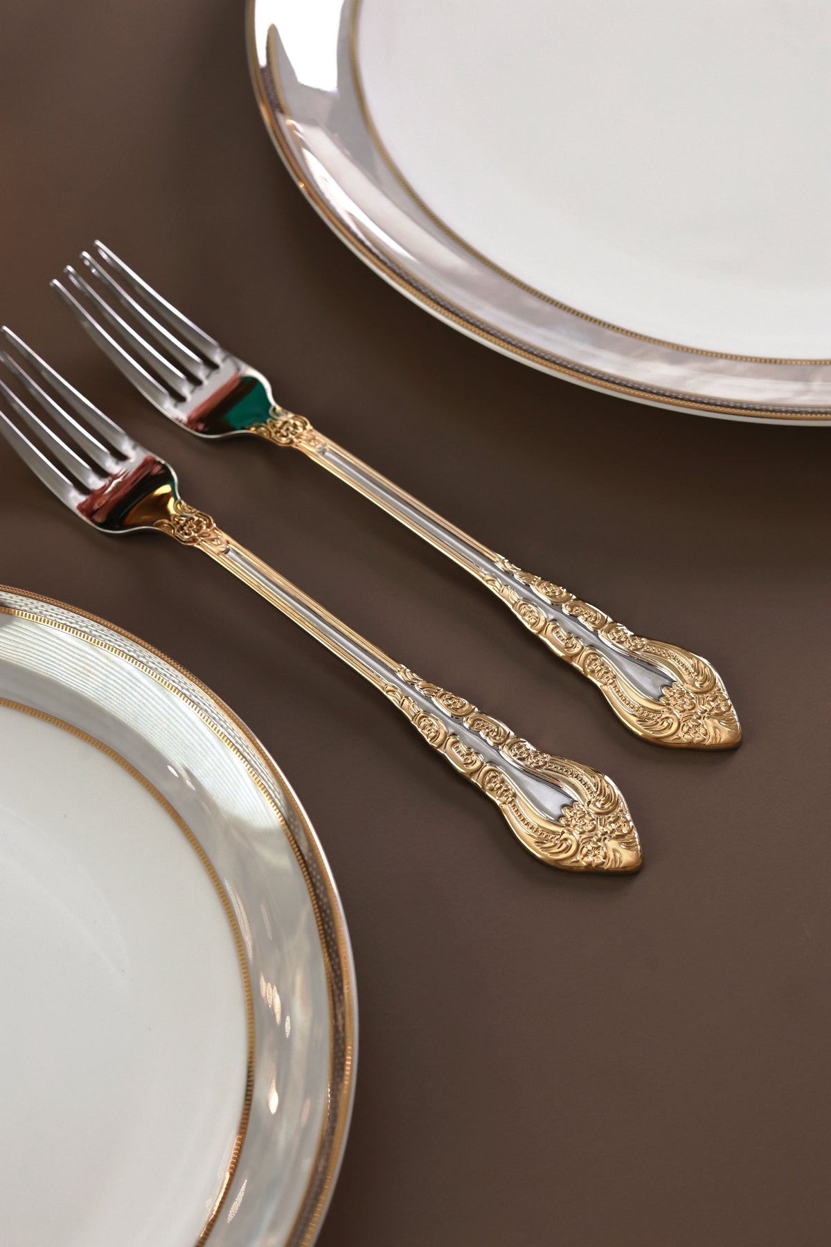 Royal Crest 6 Pcs Dinner Forks (Palace Collection, 24K Gold Plated)