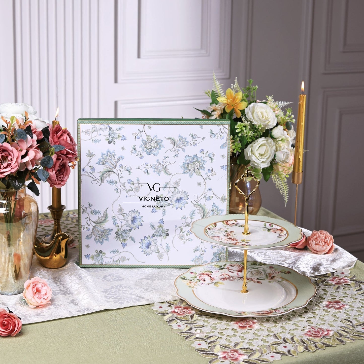 Pistachio Green Two Tier Dessert Stand