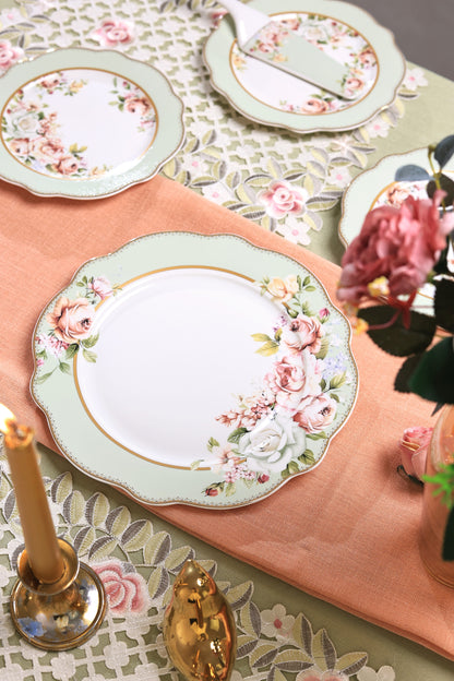 Pistachio Green 8 Pcs Snack Set (1 Serving Plate, 6 Quarter Plates, 1 Server) - Vigneto