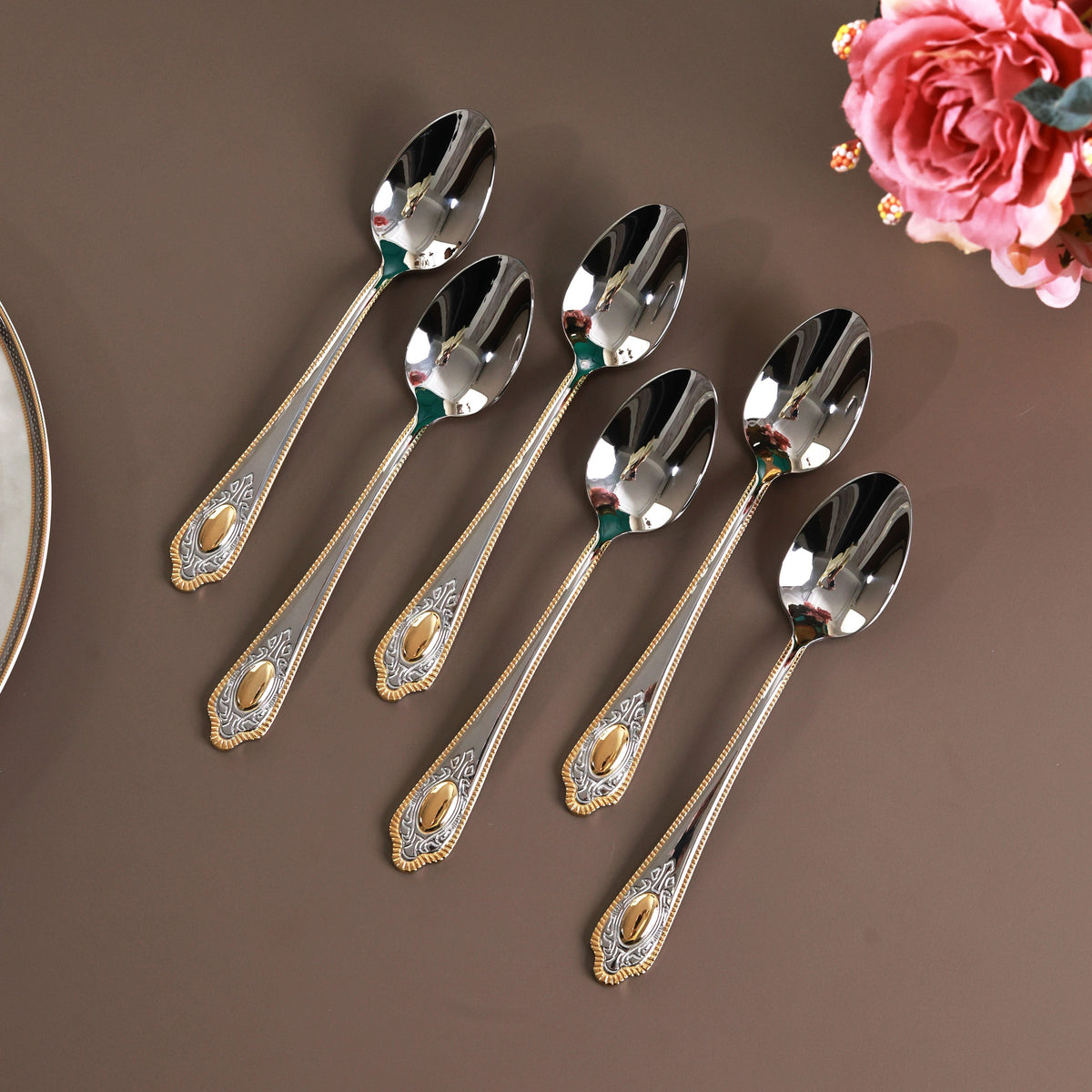 Empress Gold 6 Pcs Dinner Spoons (Palace Collection, 24K Gold Plated)