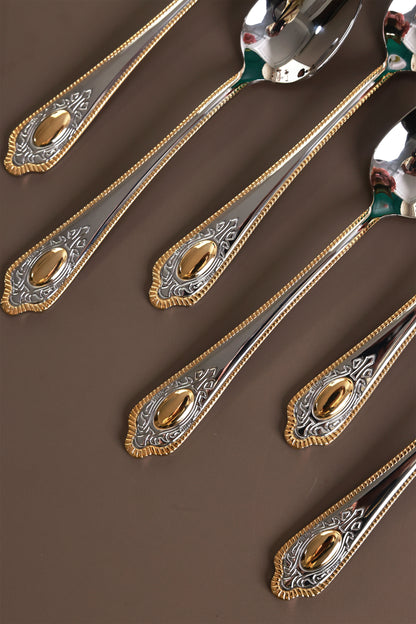Empress Gold 6 Pcs Dinner Spoons (Palace Collection, 24K Gold Plated)