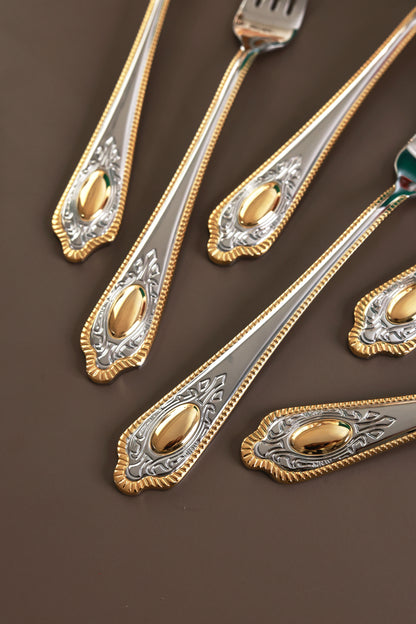 Empress Gold 6 Pcs Dinner Forks (Palace Collection, 24K Gold Plated)