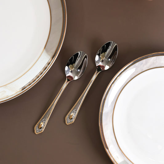 Empress Gold 6 Pcs Dessert Spoons (Palace Collection, 24K Gold Plated)
