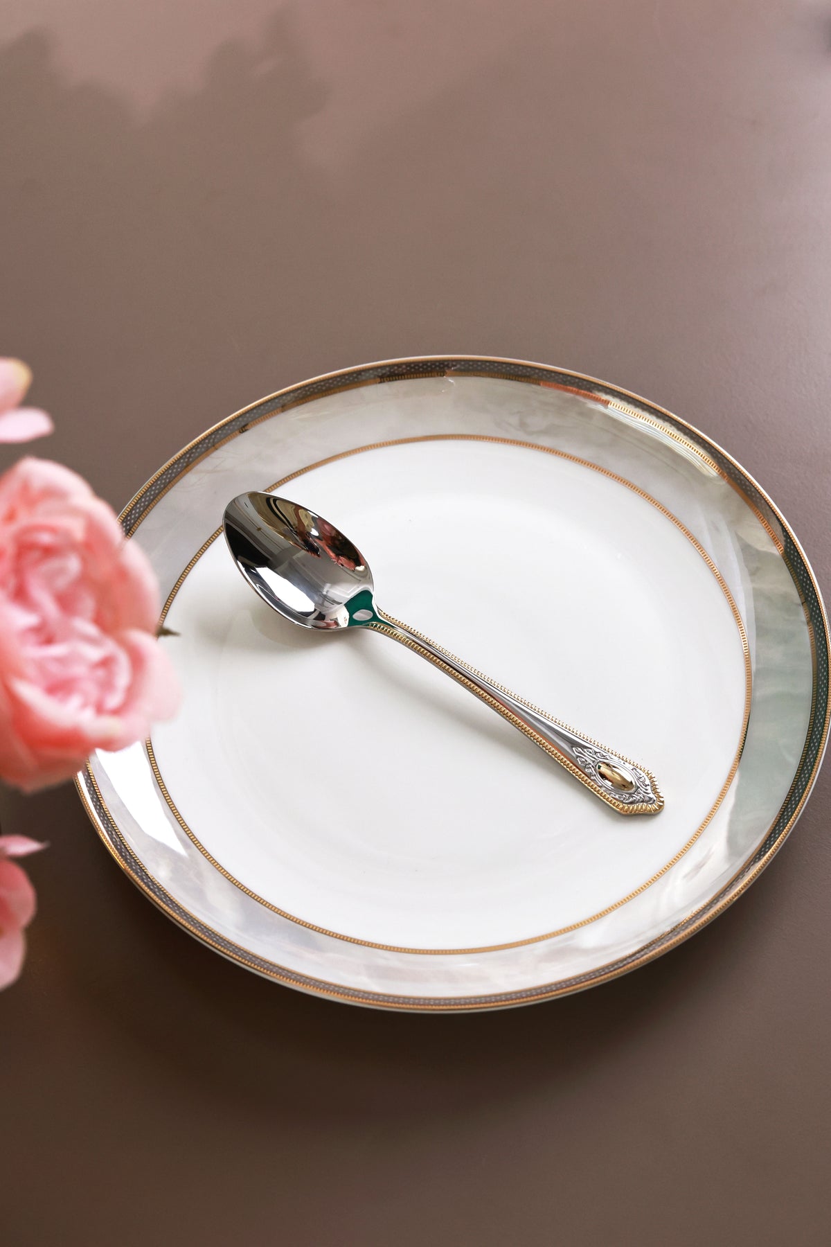 Empress Gold 6 Pcs Dessert Spoons (Palace Collection, 24K Gold Plated)