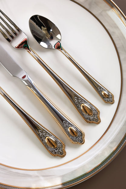 Empress Gold 24 Pcs Cutlery Set (Palace Collection, 24K Gold Plated)
