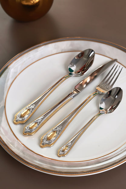 Empress Gold 24 Pcs Cutlery Set (Palace Collection, 24K Gold Plated)