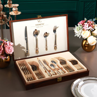 Empress Gold 24 Pcs Cutlery Set (Palace Collection, 24K Gold Plated)