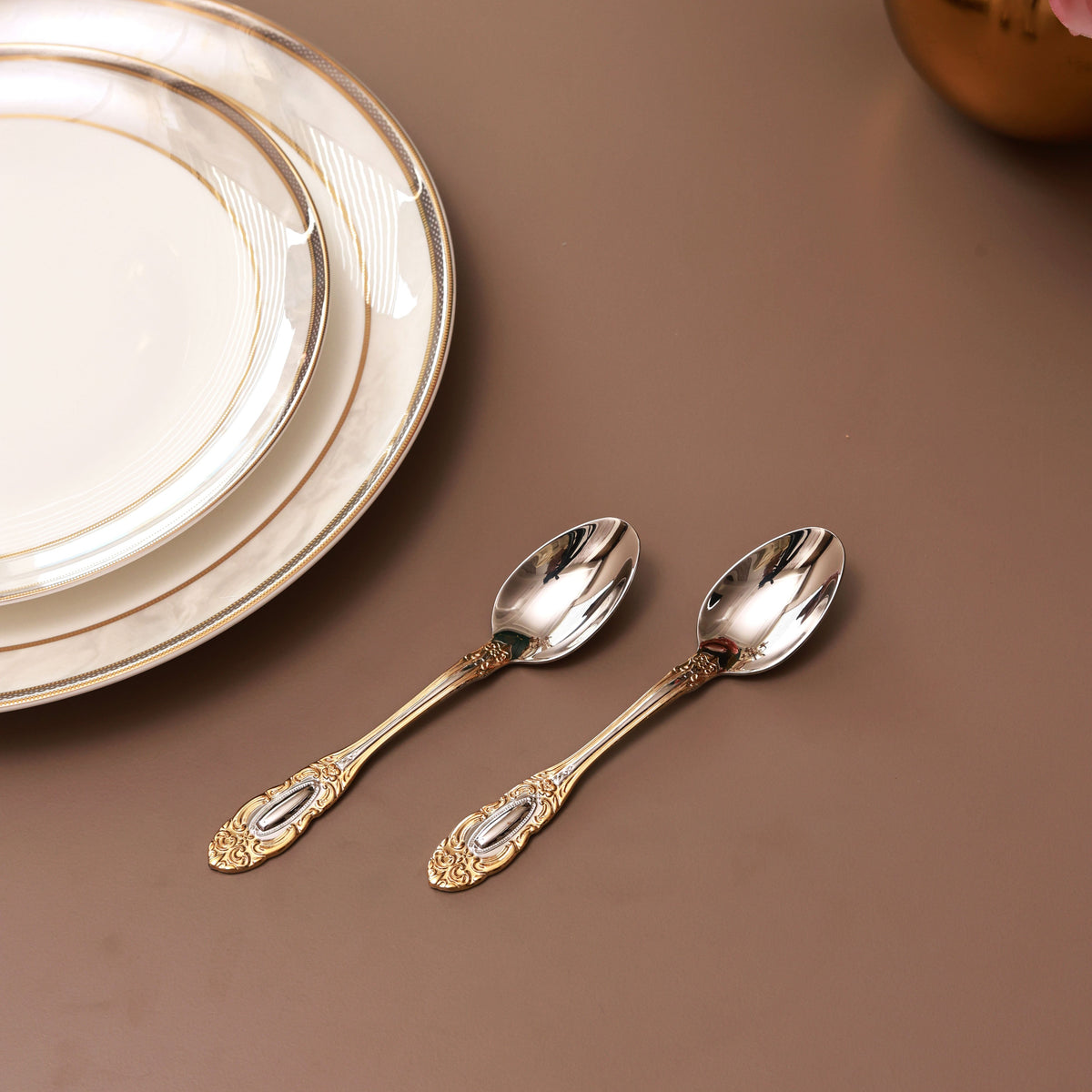 Regal Medallion 6 Pcs Dessert Spoons (Palace Collection, 24K Gold Plated)