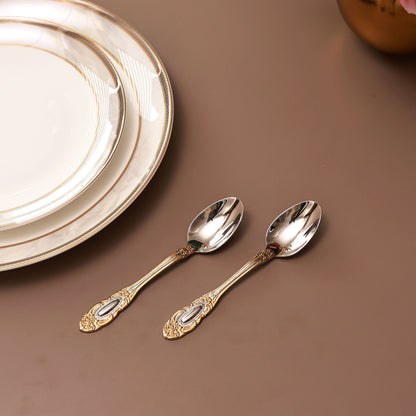 Regal Medallion 6 Pcs Dessert Spoons (Palace Collection, 24K Gold Plated)
