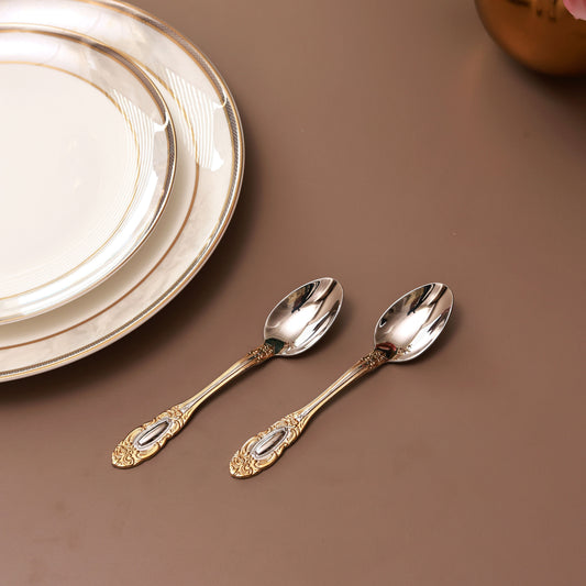 Regal Medallion 6 Pcs Dessert Spoons (Palace Collection, 24K Gold Plated)