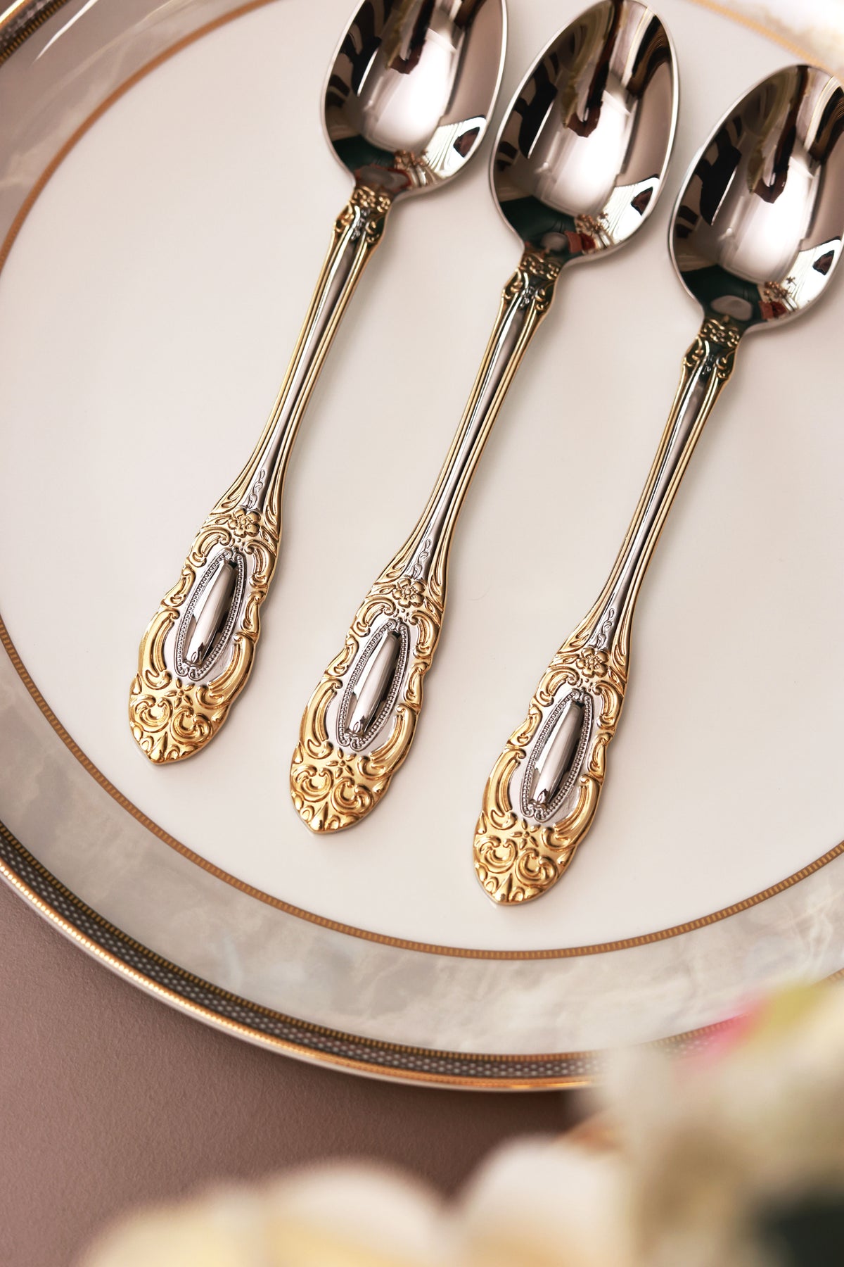 Regal Medallion 6 Pcs Dinner Spoons (Palace Collection, 24K Gold Plated)