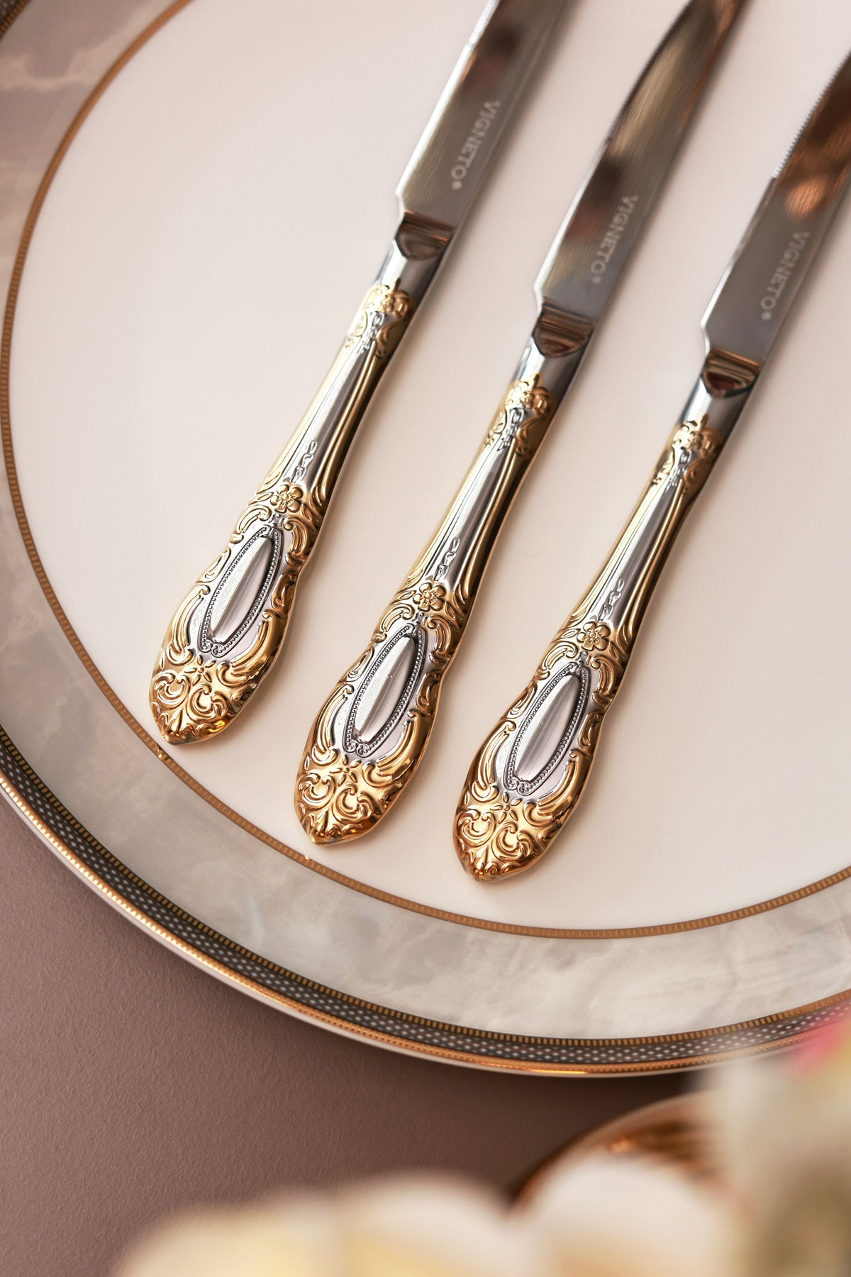 Regal Medallion 6 Pcs Knives (Palace Collection, 24K Gold Plated)