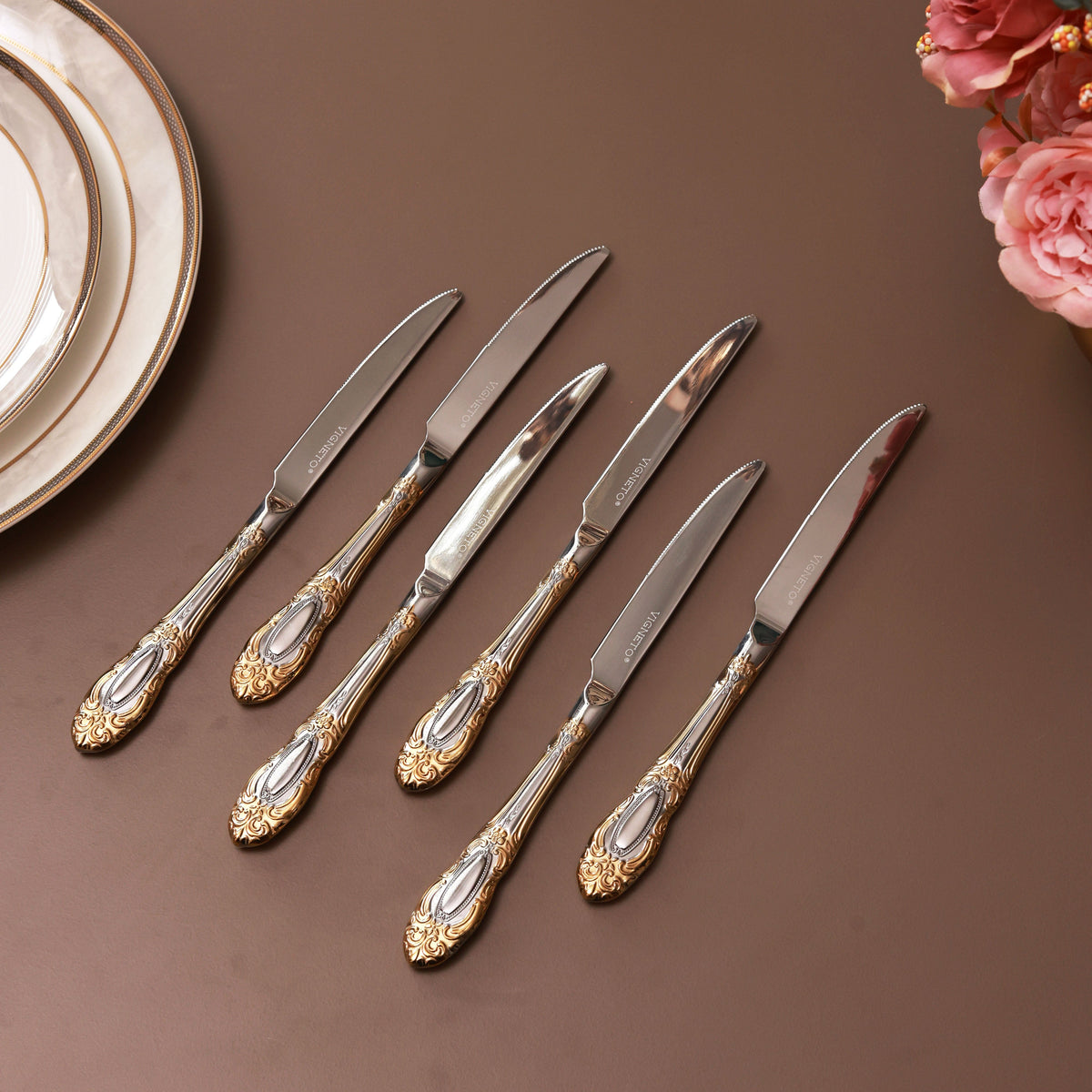 Regal Medallion 6 Pcs Knives (Palace Collection, 24K Gold Plated)