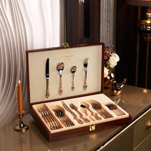 Vineyard Gold 24 Pcs Cutlery Set (Palace Collection, 24K Gold Plated)