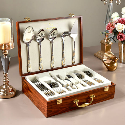Silver Jewel 65 Pcs Cutlery Set (Palace Collection, 24K Gold Plated)