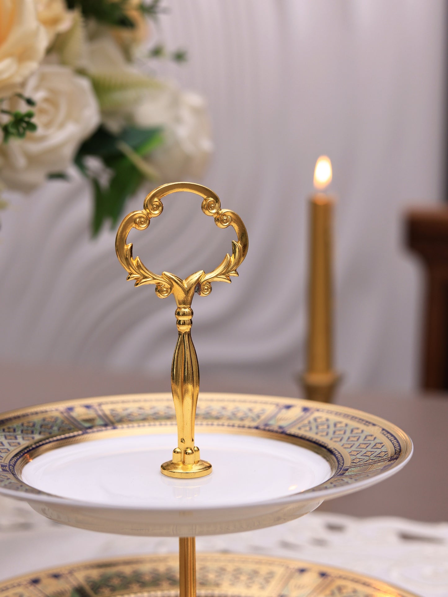 Tresor du Palais Two Tier Dessert Stand (Palace Collection, 24K Embossed Gold) - Vigneto