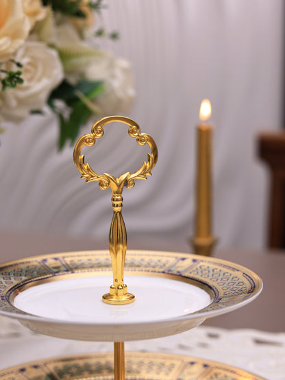 Tresor du Palais Two Tier Dessert Stand (Palace Collection, 24K Embossed Gold) - Vigneto