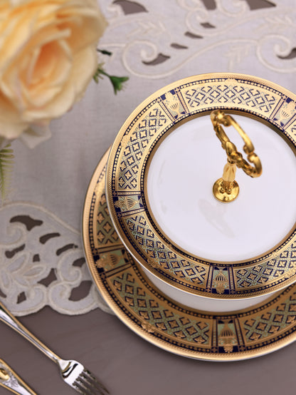Tresor du Palais Two Tier Dessert Stand (Palace Collection, 24K Embossed Gold) - Vigneto