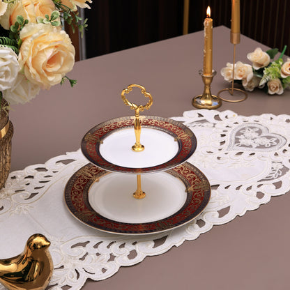 Crown Imperial Two Tier Dessert Stand (Palace Collection, 24K Embossed Gold) - Vigneto