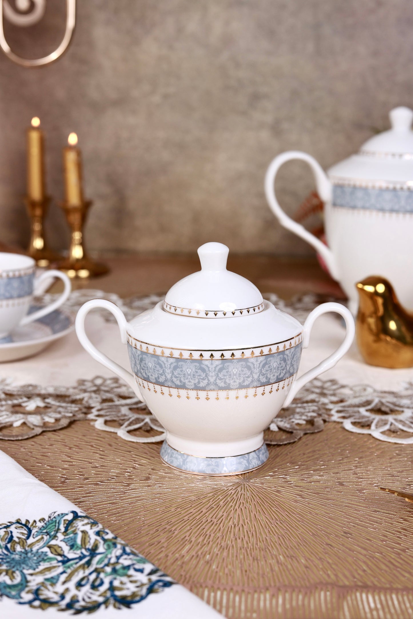 Georgian Blue 15 Pcs Tea Set