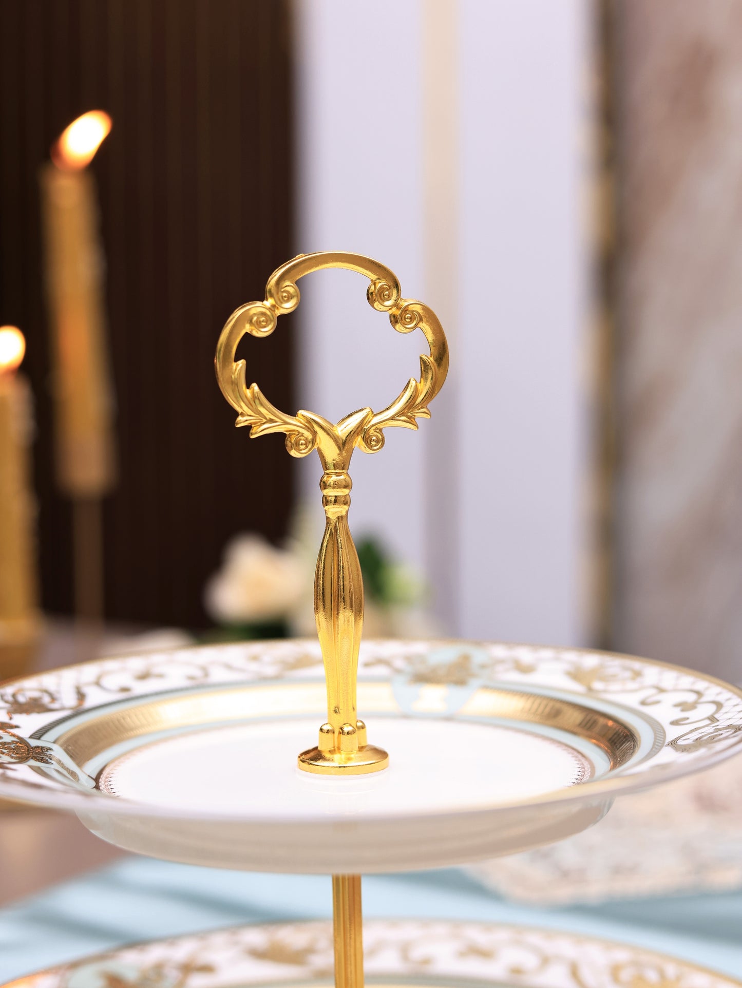 Palace Verde Two Tier Dessert Stand (Palace Collection, 24K Embossed Gold) - Vigneto