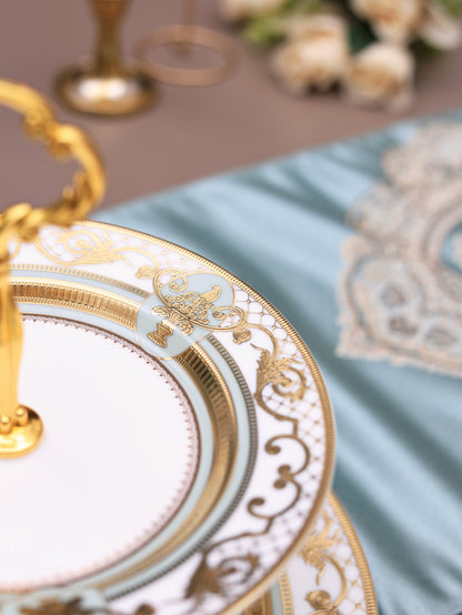 Palace Verde Two Tier Dessert Stand (Palace Collection, 24K Embossed Gold) - Vigneto