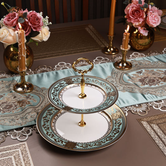 Rococo Majeste Two Tier Dessert Stand (Palace Collection, 24K Embossed Gold)