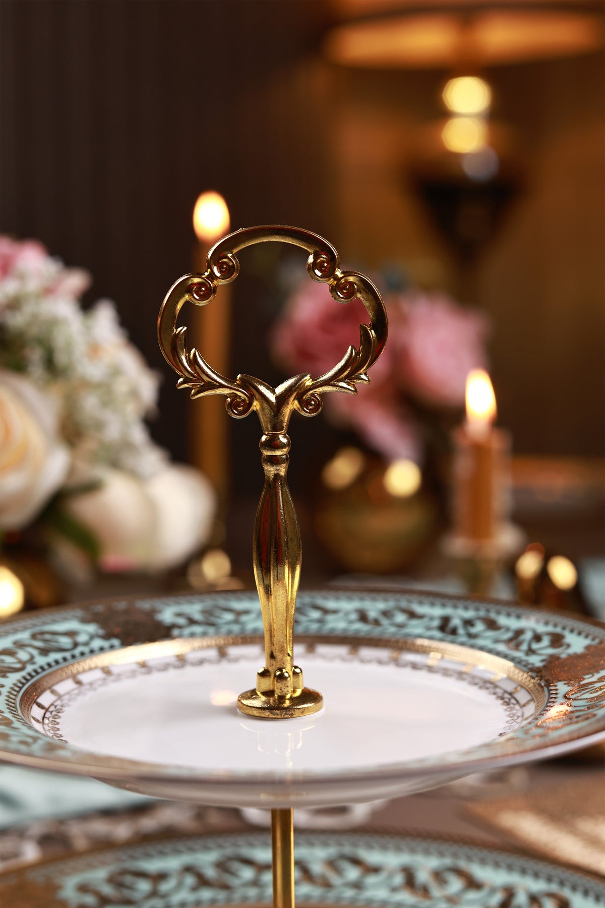 Rococo Majeste Two Tier Dessert Stand (Palace Collection, 24K Embossed Gold)