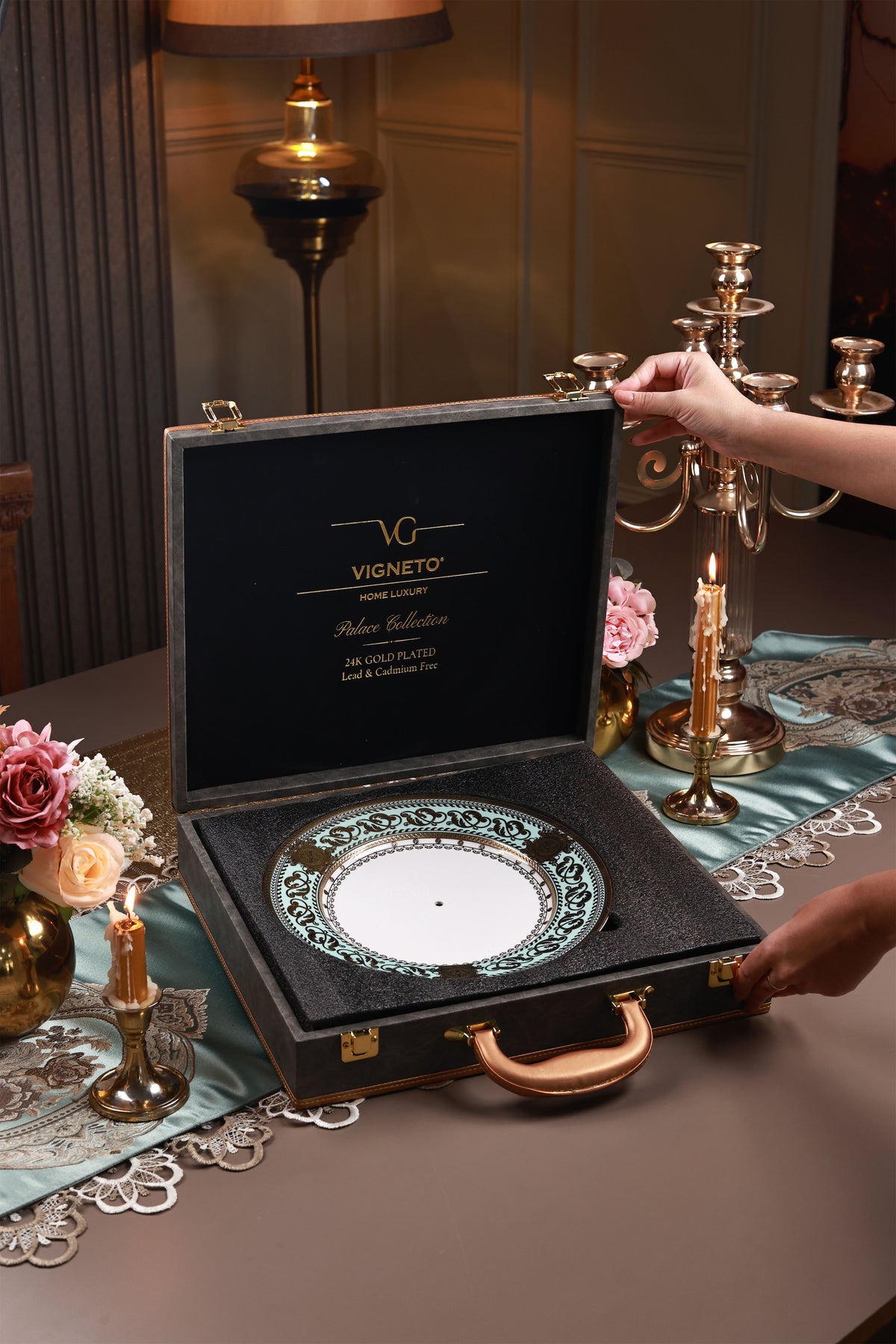 Rococo Majeste Two Tier Dessert Stand (Palace Collection, 24K Embossed Gold)