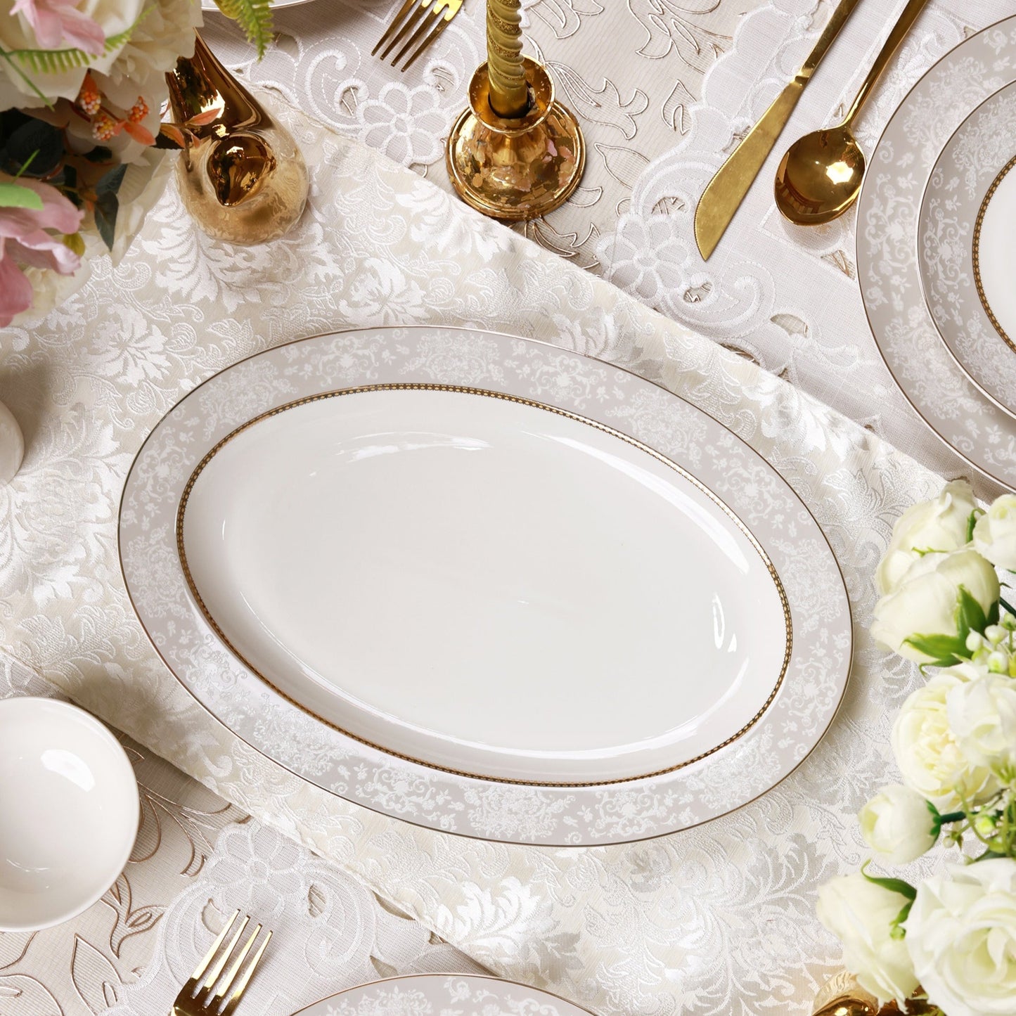 Fleur in Grey 37 Pcs Dinner Set