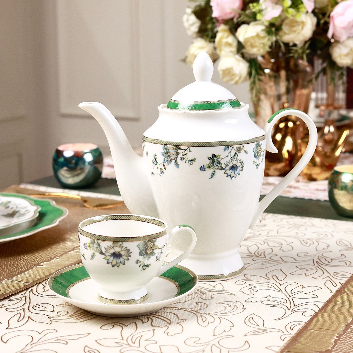 Tudor Green 15 Pcs Tea Set