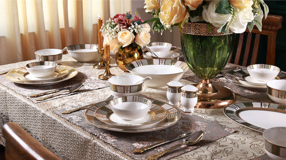 Emerald d'Or 42 Pcs Dinner Set (Palace Collection, 24K Embossed Gold)