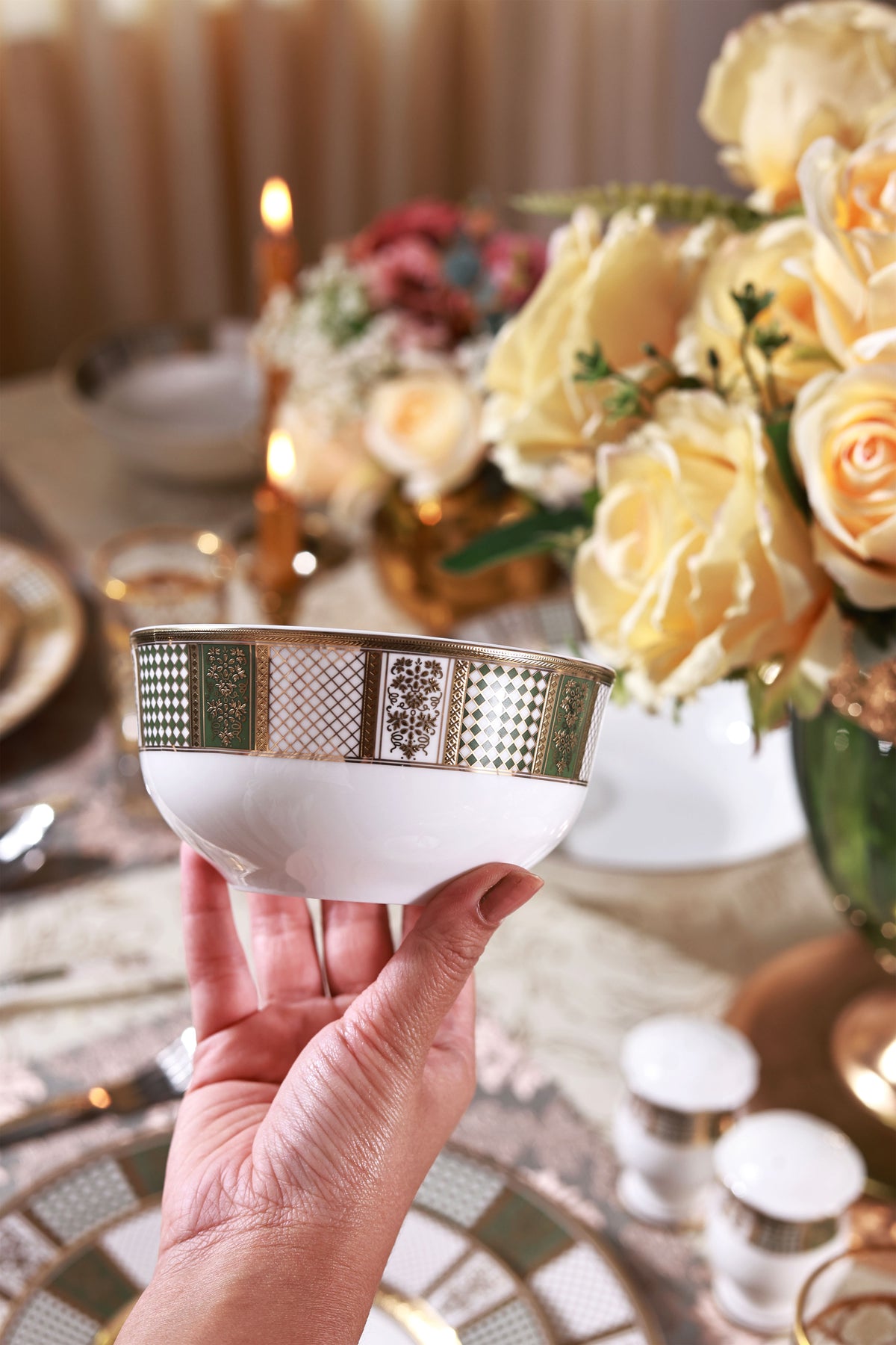 Emerald d'Or 42 Pcs Dinner Set (Palace Collection, 24K Embossed Gold)