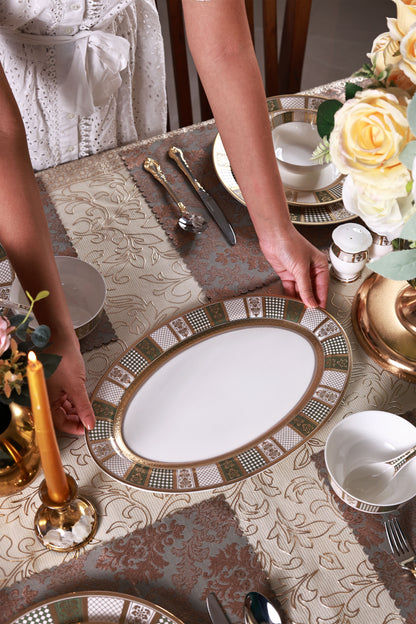 Emerald d'Or 42 Pcs Dinner Set (Palace Collection, 24K Embossed Gold)