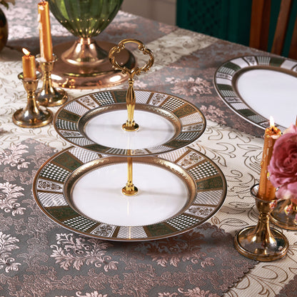 Emerald d'Or Two Tier Dessert Stand (Palace Collection, 24K Embossed Gold)
