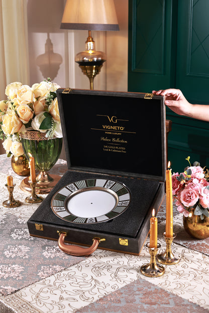 Emerald d'Or Two Tier Dessert Stand (Palace Collection, 24K Embossed Gold)